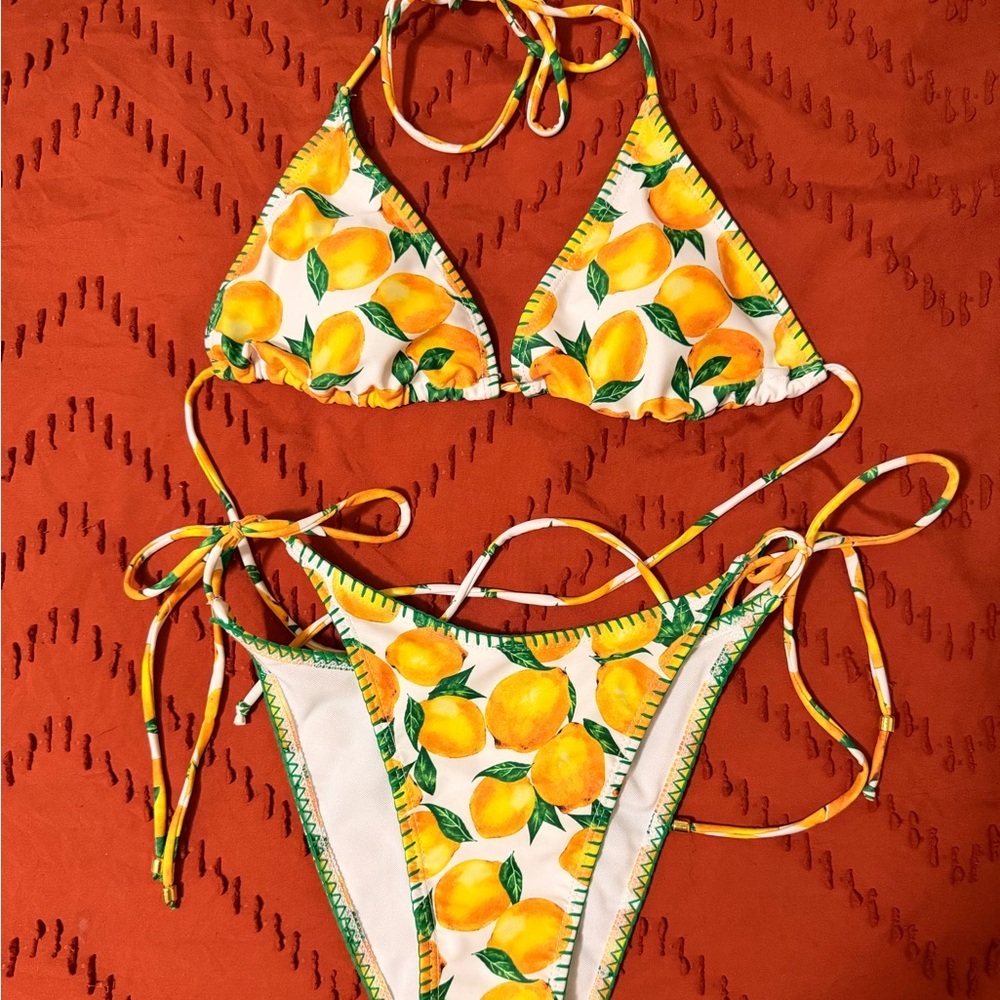 SHEIN Lemon Print Bikini Set - Yellow and Green NWOT